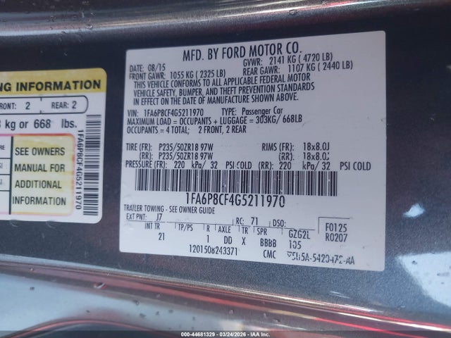 Ford MUSTANG GT 2016 1FA6P8CF4G5211970 Image 9