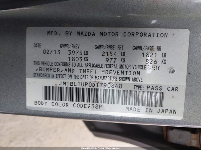 2013 MAZDA MAZDA3 JM1BL1UP0D1790848 Photo 8