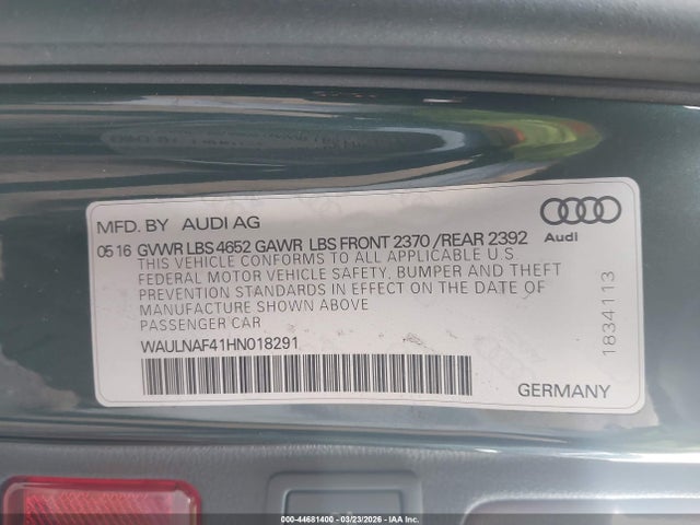 2017 AUDI A4 WAULNAF41HN018291 Photo 8