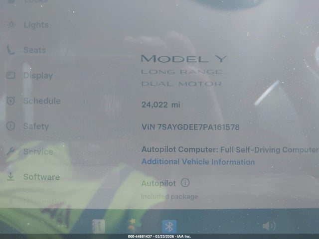 44681437 :رقم المزاد ، 7SAYGDEE7PA161578 vin ، 2023 Tesla Model Y Awd/long Range Dual Motor All-wheel Drive مزاد بيع