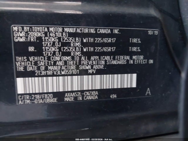 Toyota RAV4 LE 2020 2T3H1RFV3LW059101 Image 9
