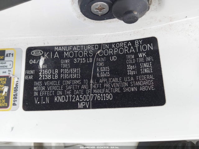 Aukcja sprzedaży 2013 Kia Soul, vin: KNDJT2A50D7761190, numer aukcji: 44681459