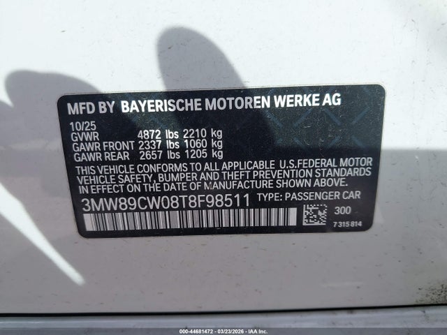 44681472 :رقم المزاد ، 3MW89CW08T8F98511 vin ، 2026 Bmw 330i Xdrive Na مزاد بيع