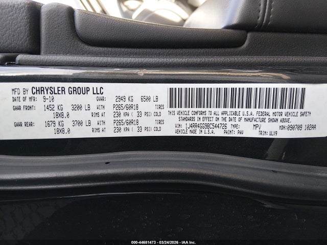 Продаж на аукціоні авто 2011 Jeep Grand Cherokee Laredo, vin: 1J4RR4GG9BC544726, номер лоту: 44681473