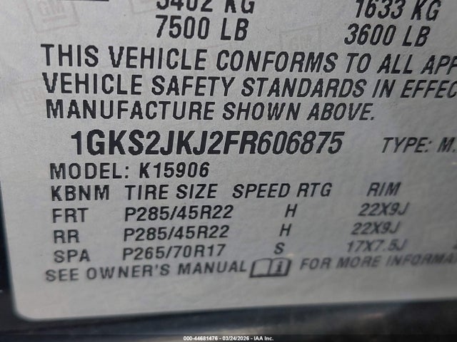 2015 GMC YUKON XL 1500 1GKS2JKJ2FR606875 Photo 8