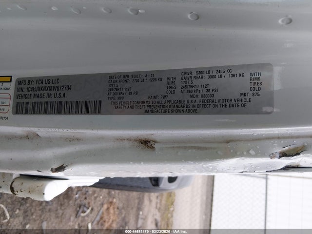 Aukcja sprzedaży 2021 Jeep Wrangler Unlimited Sport Rhd 4x4, vin: 1C4HJXKNXMW672734, numer aukcji: 44681479