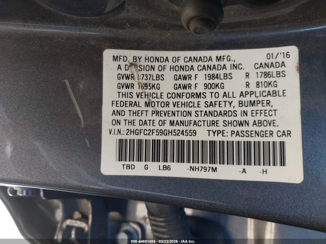 2HGFC2F59GH524559 Honda Civic Lx