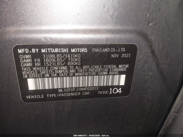 2022 MITSUBISHI MIRAGE G4 ML32FUFJ1NHF02013 Photo 8