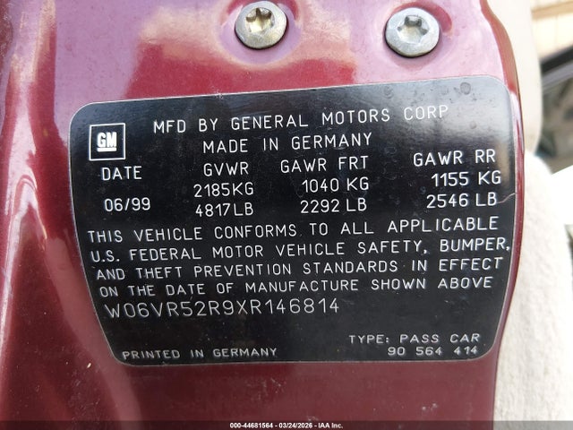 1999 CADILLAC CATERA W06VR52R9XR146814 Photo 8