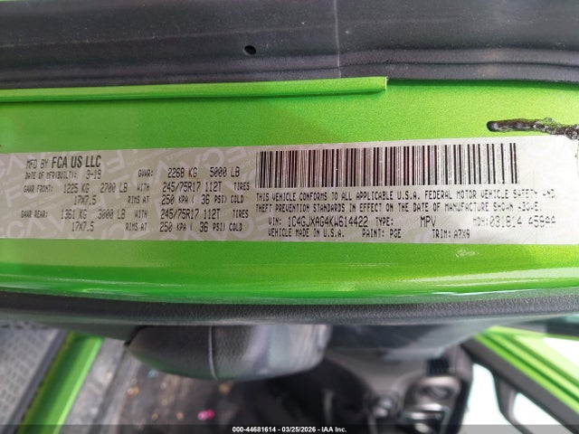 2019 JEEP WRANGLER 1C4GJXAG4KW614422 Photo 8