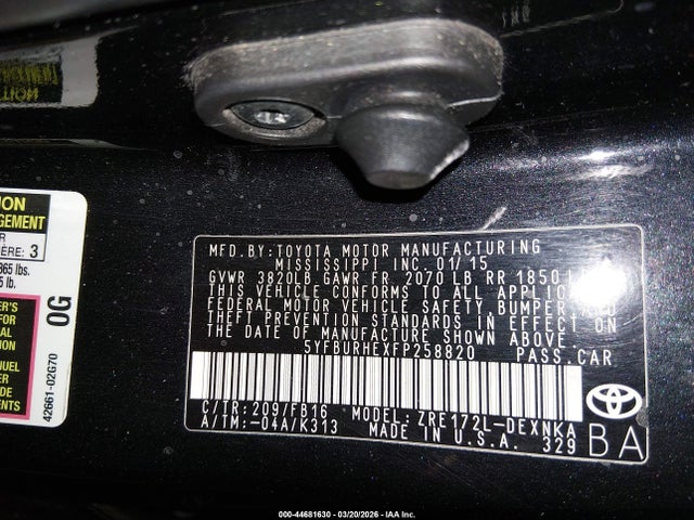 5YFBURHEXFP258820 Toyota COROLLA LE