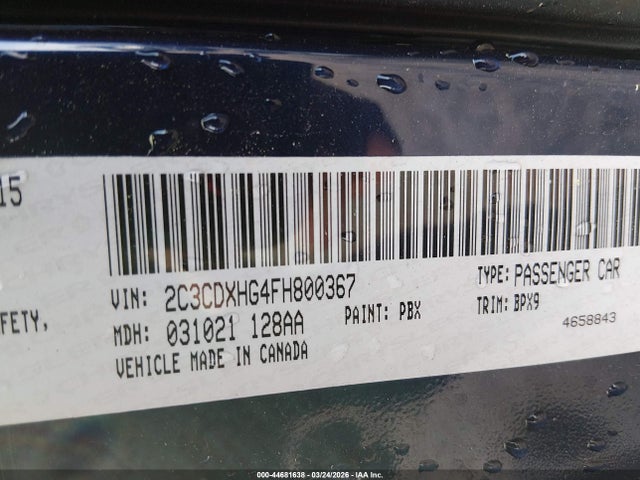 Продаж на аукціоні авто 2015 Dodge Charger Sxt, vin: 2C3CDXHG4FH800367, номер лоту: 44681638