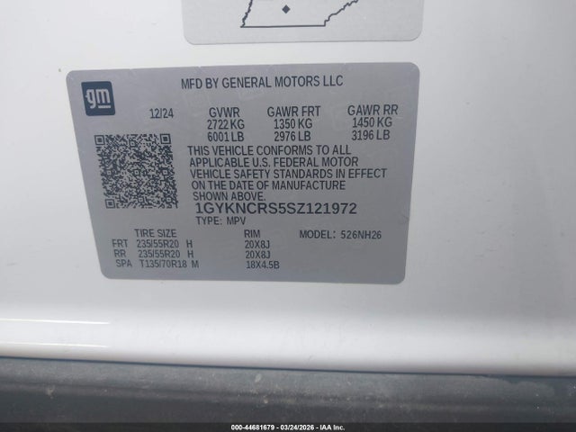 44681679 :رقم المزاد ، 1GYKNCRS5SZ121972 vin ، 2025 Cadillac Xt5 Fwd Premium Luxury مزاد بيع
