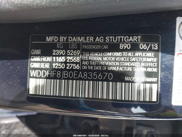 Продажа на аукционе авто 2014 Mercedes-benz E 350 4matic, vin: WDDHF8JB0EA835670, номер лота: 44681691