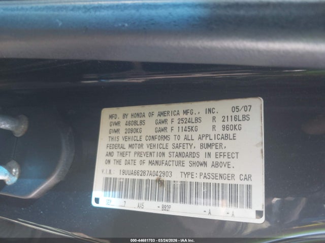 Продажа на аукционе авто 2007 Acura Tl 3.2, vin: 19UUA66287A042903, номер лота: 44681703