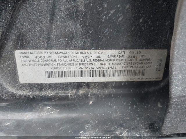 2010 VOLKSWAGEN JETTA 3VWRZ7AJ6AM111421 Photo 8