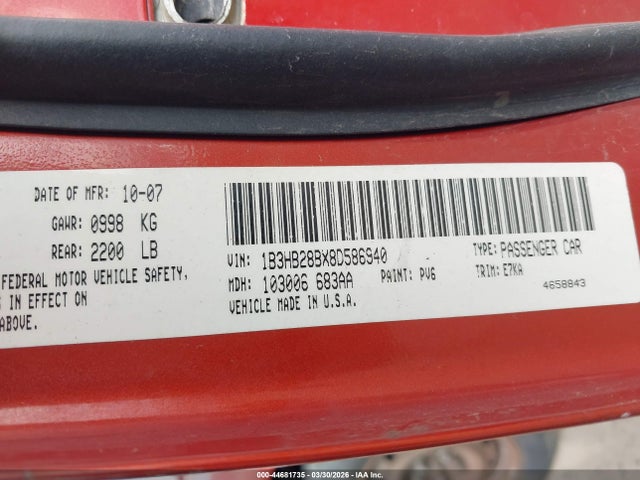 Продажа на аукционе авто 2008 Dodge Caliber Se, vin: 1B3HB28BX8D586940, номер лота: 44681735