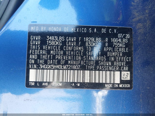 2020 HONDA FIT 3HGGK5H40LM721807 Photo 8