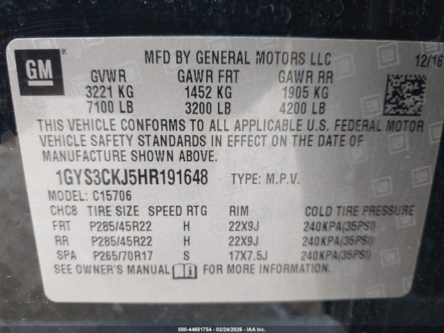 2017 CADILLAC ESCALADE 1GYS3CKJ5HR191648 Photo 8