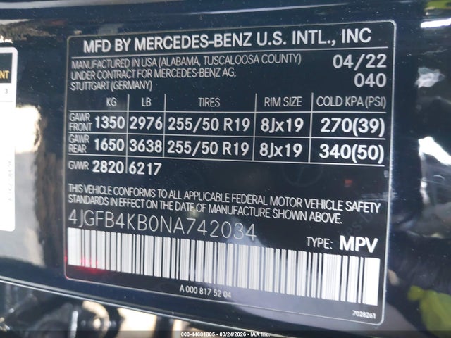 4JGFB4KB0NA742034 Mercedes-Benz Gle 350 4matic
