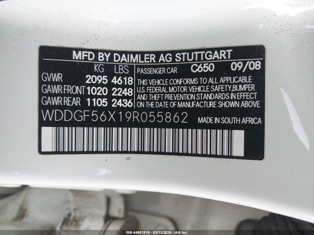 Aukcja sprzedaży 2009 Mercedes-benz C 350 Sport, vin: WDDGF56X19R055862, numer aukcji: 44681819