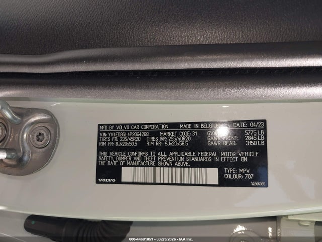 Продаж на аукціоні авто 2023 Volvo C40 Recharge Pure Electric Twin Plus, vin: YV4ED3GL4P2064288, номер лоту: 44681851