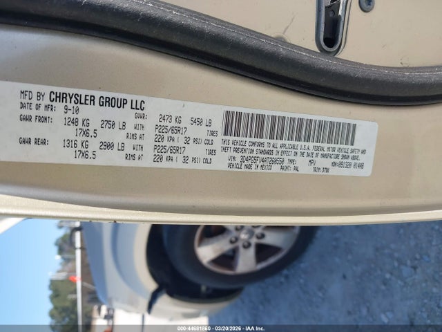 Aukcja sprzedaży 2010 Dodge Journey Sxt, vin: 3D4PG5FV4AT260550, numer aukcji: 44681860