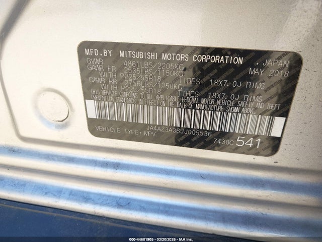 2018 MITSUBISHI OUTLANDER JA4AZ3A36JJ005536 Photo 8