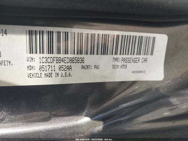 Aukcja sprzedaży 2014 Dodge Dart Sxt, vin: 1C3CDFBB4ED865836, numer aukcji: 44681935