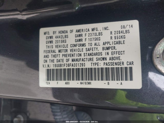 Aukcja sprzedaży 2015 Acura Tlx, vin: 19UUB1F36FA001290, numer aukcji: 44682001
