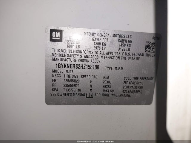 2017 CADILLAC XT5 1GYKNERS2HZ158188 Photo 8