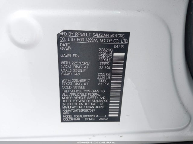 Nissan ROGUE SV 2018 KNMAT2MT6JP587597 Image 9