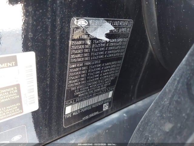 2017 LAND ROVER DISCOVERY SALRRBBK8HA031244 Photo 8