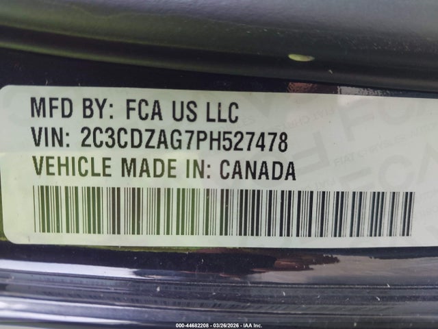 Продажа на аукционе авто 2023 Dodge Challenger Sxt, vin: 2C3CDZAG7PH527478, номер лота: 44682208