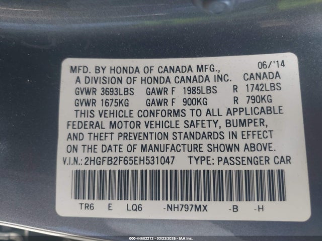 Honda Civic Hf 2014 2HGFB2F65EH531047 Image 9