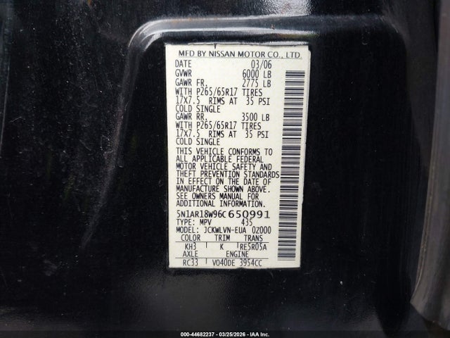 2006 NISSAN PATHFINDER 5N1AR18W96C650991 Photo 8