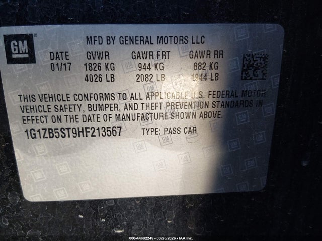 1G1ZB5ST9HF213567 Chevrolet MALIBU LS