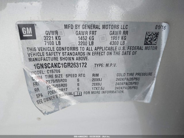 Chevrolet Tahoe Ls 2016 1GNSCAKC1GR263172 Image 9