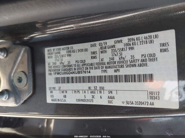 2019 FORD ESCAPE 1FMCU0GD4KUB57614 Photo 8