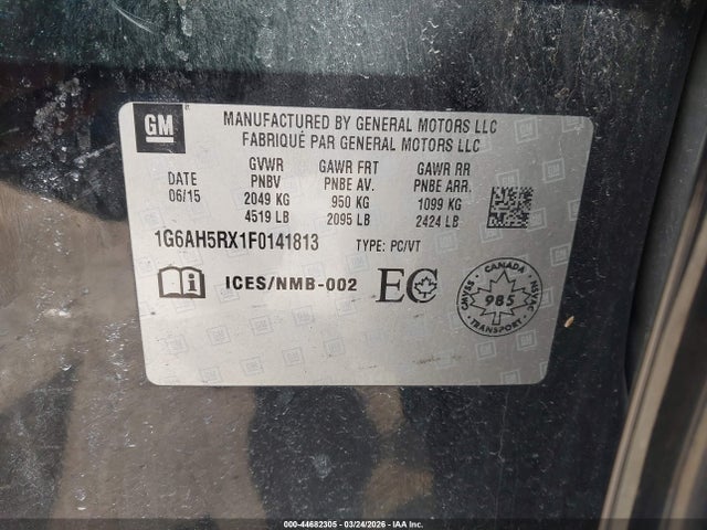 Aukcja sprzedaży 2015 Cadillac Ats Luxury, vin: 1G6AH5RX1F0141813, numer aukcji: 44682305