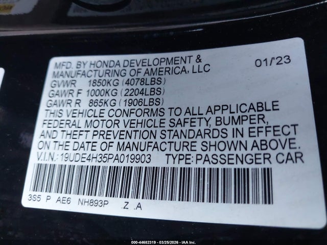 19UDE4H35PA019903 Acura Integra A-spec