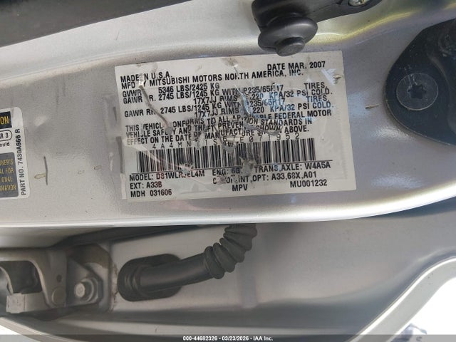 2007 MITSUBISHI ENDEAVOR 4A4MN21S67E071952 Photo 8