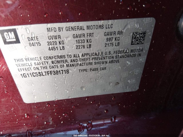 1G11C5SL7FF301718 Chevrolet MALIBU 1LT