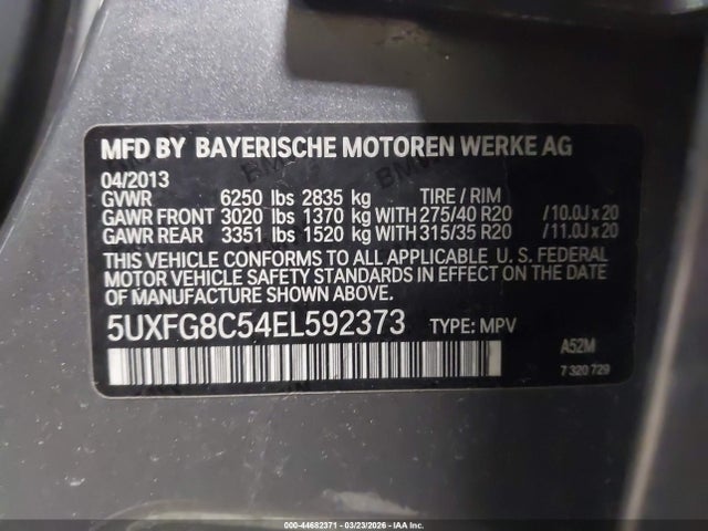 2014 Bmw X6 Xdrive50i მანქანა იყიდება აუქციონზე, vin: 5UXFG8C54EL592373, აუქციონის ნომერი: 44682371