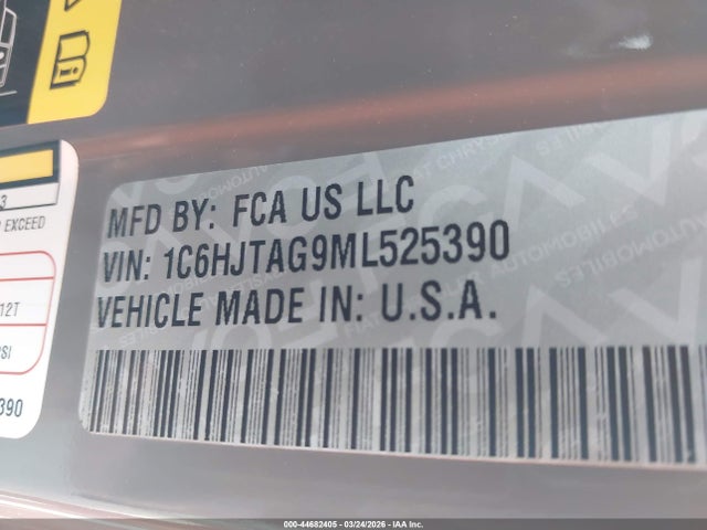 44682405 :رقم المزاد ، 1C6HJTAG9ML525390 vin ، 2021 Jeep Gladiator Sport S 4x4 مزاد بيع