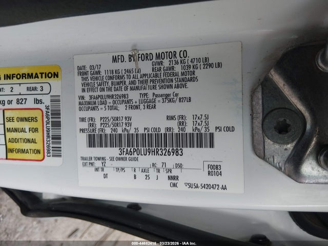 Ford Fusion Hybrid Se 2017 3FA6P0LU9HR326983 Image 9