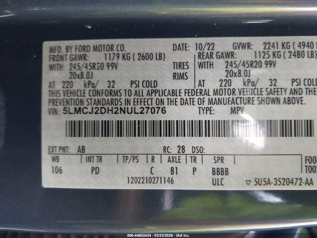 2022 LINCOLN CORSAIR 5LMCJ2DH2NUL27076 Photo 8