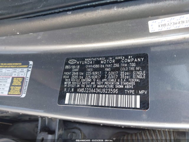 KM8J23A43KU923596 Hyundai TUCSON SE