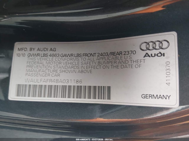 2011 AUDI A5 WAULFAFR4BA031186 Photo 8