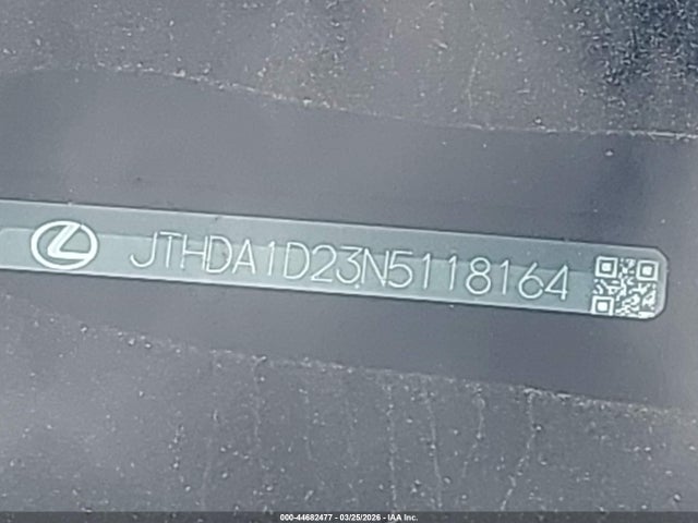 44682477 :رقم المزاد ، JTHDA1D23N5118164 vin ، 2022 Lexus Is 300 مزاد بيع